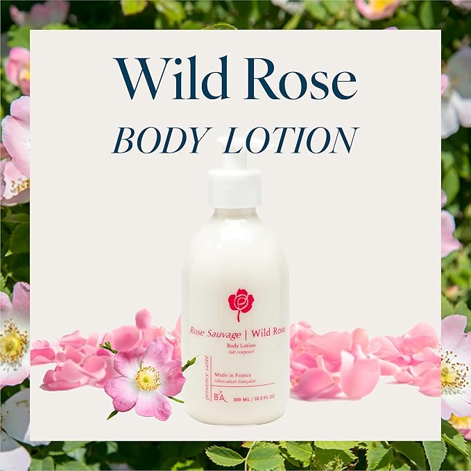 Provence Sante Body Lotion - Ultra Hydrating Moisturizer - Anti-Aging Cream for Dry Skin - Nourishing Wild Rose Scent - Made in France - 10.2 Oz