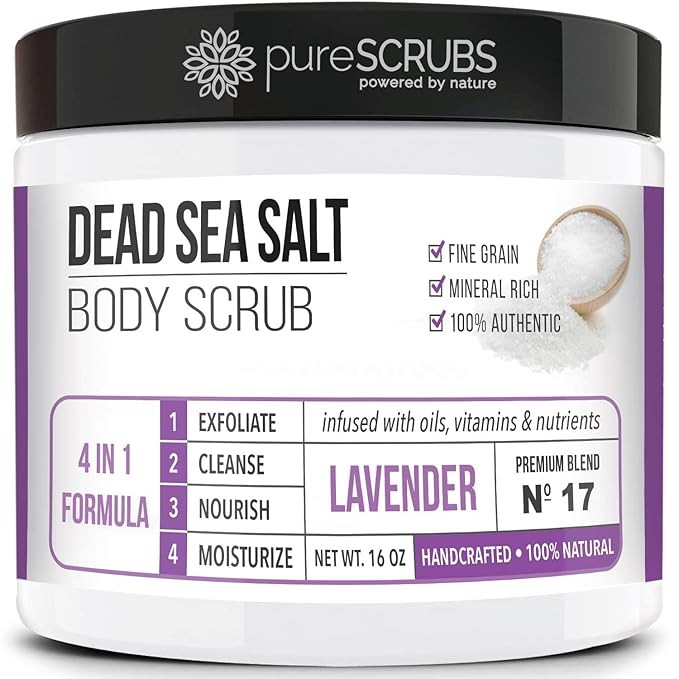 pureSCRUBS Lavender Dead Sea Salt Scrub + Sandalwood Body Scrub
