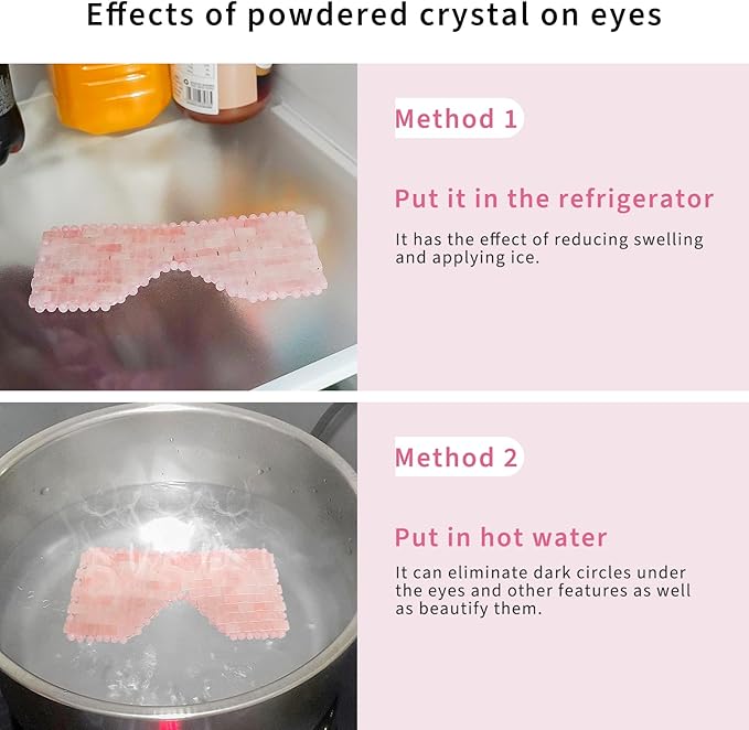 Natural Crystal Eye Mask, Rose Quartz Eye Mask for Alleviate Puffiness Massage Relax Wrinkles Relieve Migraine Meditation Beauty (Pink)