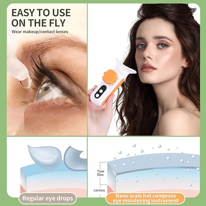 Heated Nano Eye Mist Sprayer, Portable Eye Mister with 45℃-65℃ Warm Compress Moist Heat for Relief Fatigue Dry Eyes, Eye Drops Tool, Rechargeable Electric Eye Steamer for Eyelid,Eye Skin SPA