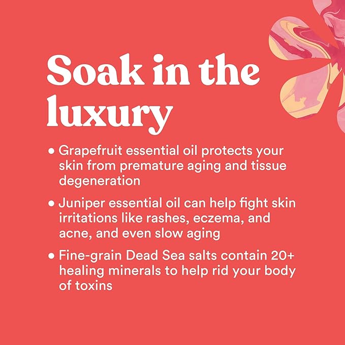 ASUTRA Dead Sea Bath Salts (Skin Rejuvenator), 16 oz - Soak in Rich & Vital Healing Minerals - Pamper & Soften Skin with Grapefruit, Juniper, & Cypress Essential Oils