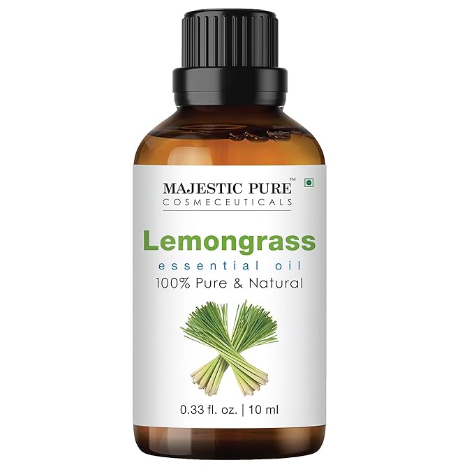 Majestic Pure Lemongrass Essential Oil - 100% Pure Lemongrass Oil for Aromatherapy, Massage & Topical Uses, Perfect for Diffuser & Essential Oil Diffuser - 0.33 fl. oz