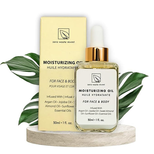 Moisturizing Oil for Face and Body – 100% Plant-Based, Vegan, and Cruelty-Free – Hydrating Blend with Argan Oil, Jojoba Oil, and Sweet Almond Oil – Plastic-Free Packaging – 30ml