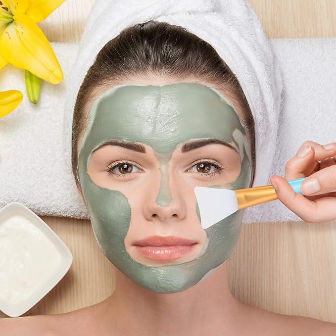 Jade Roller and Gua Sha Set, Facial Skin Care Roller is to Reduce Puffiness and Fine Lines, Massage Tools for Face, Eyes, Neck, Body Muscle Relaxing, with Mask Brush(Green)