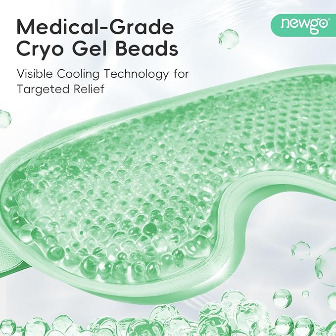 NEWGO Cooling Eye Mask for Puffy Eyes, Cold Eye Mask Eye Ice Pack for After Eyes Surgery, Tension Stress Relief, Itchy Eyes, Headaches, Dark Circles - Green