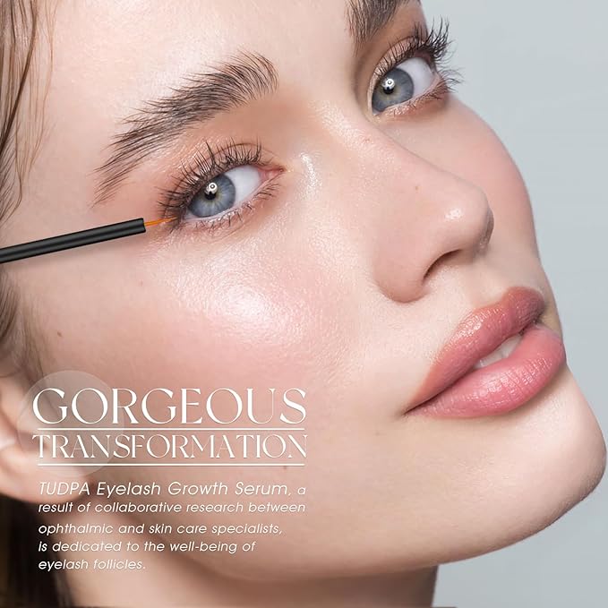 Eyelash Serum:Boost lash length, thickness, and strength with TUDPA's advanced, natural eyelash growth serum. 0.1 Fl. Oz (3 mL)(Green)