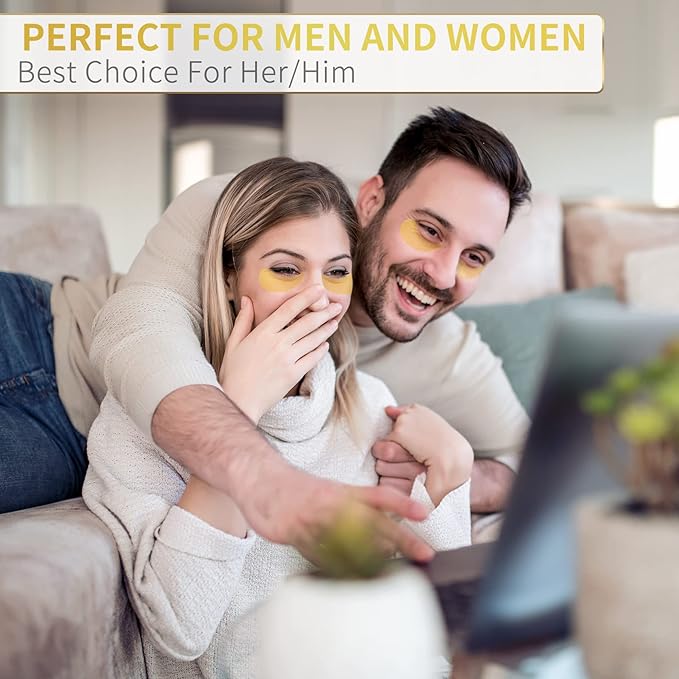 24K Gold Under Eye Patches - 60 Pack for Puffy Eyes, Dark Circles, Bags & Wrinkles with Collagen & Hyaluronic Acid