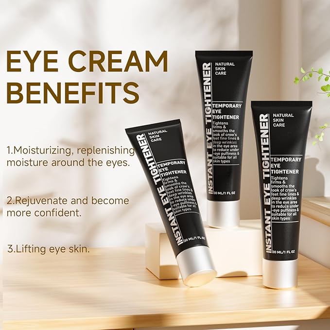 Instant Eye Tightener, Under Eye Bags and Wrinkles Filler, Temporary Instant Visibly Reduces Wrinkles Dark Circles Fine Lines Tightening and Lifting Cream for Women Men, 30ml