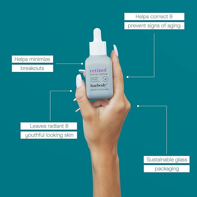 Baebody Made in USA Retinol Serum for Face - Anti Aging Serum for Fine Lines & Wrinkles - - Retinol for Face with Jojoba Oil & Green Tea (1 fl oz/30 ml)