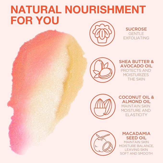 Rose Body Scrub, Sugar Scrub for Body, Exfoliating Body Scrub for Smooth and Moisturized Skin, Natural Gifts for Women, 9.52oz