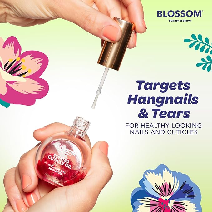 Blossom Cuticle Oil for Nails, Hydrating, Moisturizing, Gourmand Scented Nail Oil Cuticle Care, Infused with Real Flowers, Made in USA, 0.5 fl. oz, Matcha