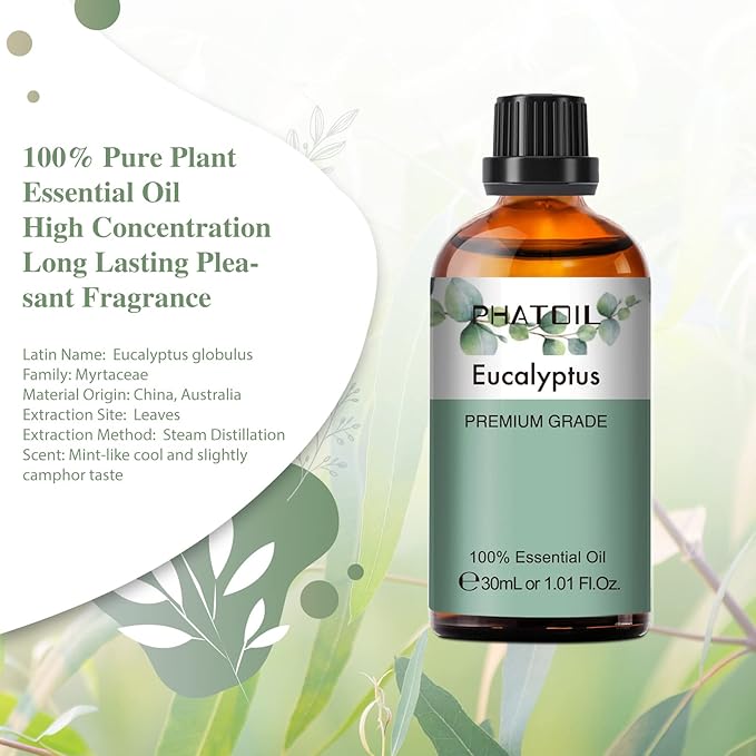 Eucalyptus Essential Oil 30ML, Pure Eucalyptus Essential Oils for Diffuser, Humidifier, Aromatherapy, Perfect for DIY Soap, Candle, Bath Bombs Making