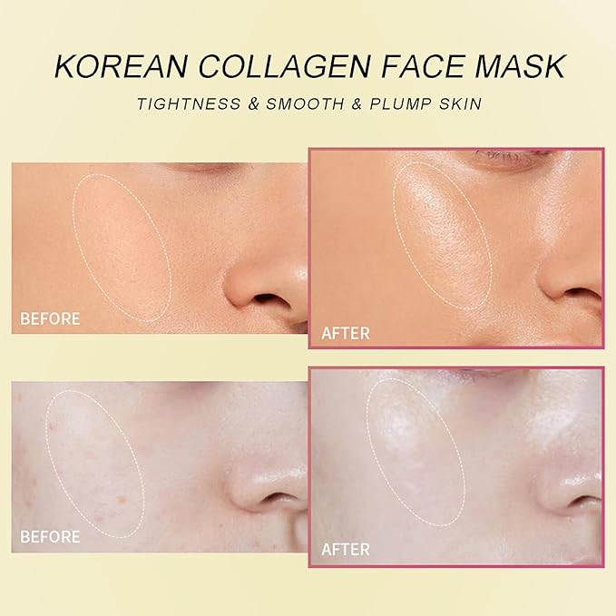 Advanced Snail Mucin Glass-Skin Hydrogel Mask, Collagen Face Mask with Snail Mucin Serum - Self Care, Face Masks for Dry, Sensitive Skin, Collagen Mask Nourish & Soften the Skin, Korean Skin Care 8Pcs