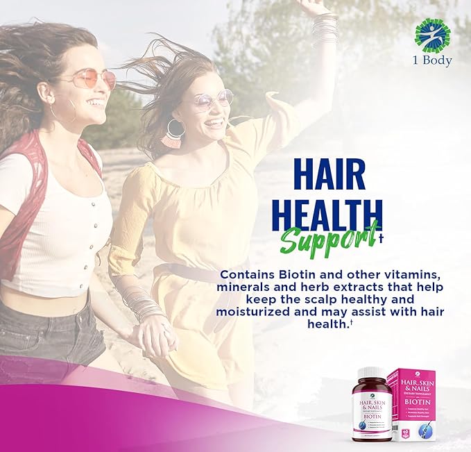 Hair, Skin and Nails Vitamin Supplement with Biotin, Each Bottle Contains 26 Essential Vitamins, 3 Bottle Pack, Growth Formula for Men and Women