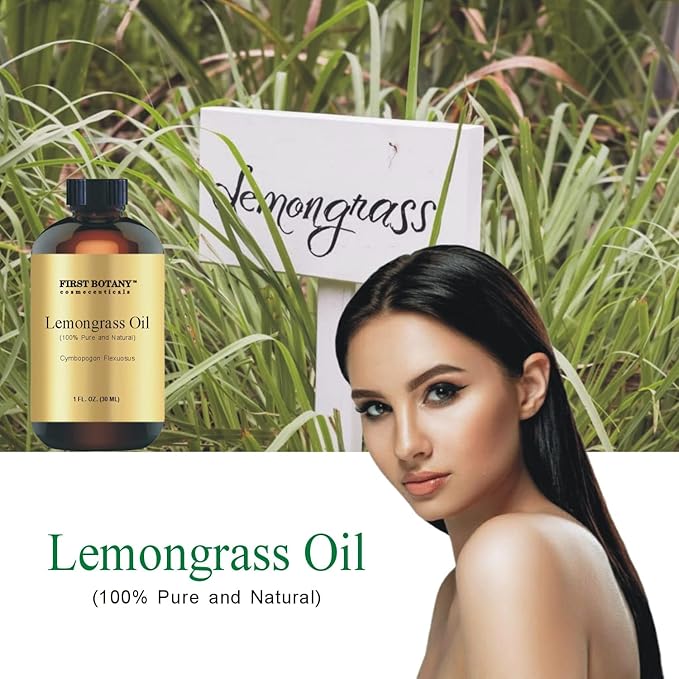 First Botany, 100% Pure Lemongrass Essential Oil - Premium Oil for Aromatherapy, Massage, Topical & Household Uses - 1 fl oz (Lemongrass)
