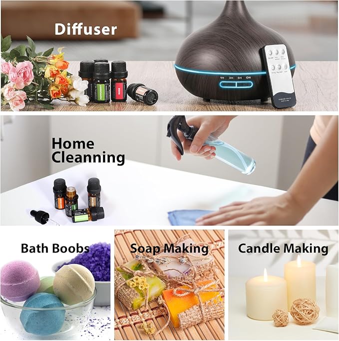 Premium Essential Oils Set - Pure Essential Oils-Perfect for Diffuser, Humidifier, Massage, DIY Candle and Soap Making（60x5 ML）