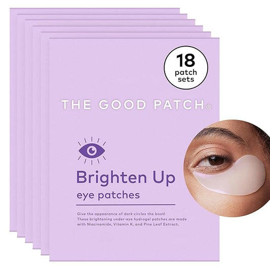 The Good Patch Brighten Up Hydrogel Under Eye Patches for Dark Circles and Puffy Eyes, Made with Niacinamide, Vitamin K, Pine Leaf Extract, Clinically Proven (18 Total Patch Sets)