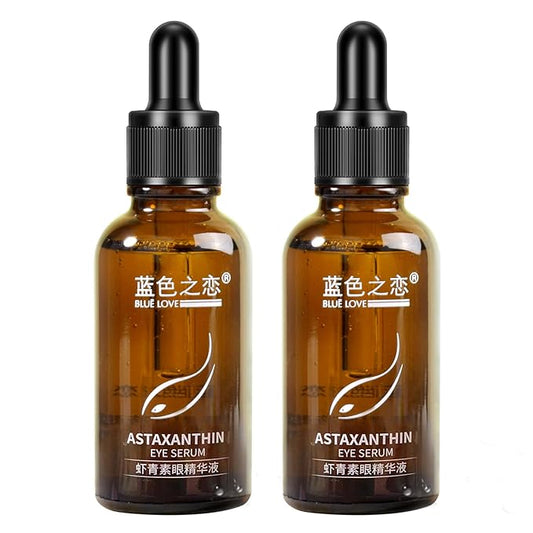 BLUE LOVE 2PC Astaxanthin Eye Serum - Reduces Dark Circles & Puffiness, Anti-Aging Formula Targets Wrinkles, Hydrating for Puffy Bags, Fast Absorbing & Moisturizing