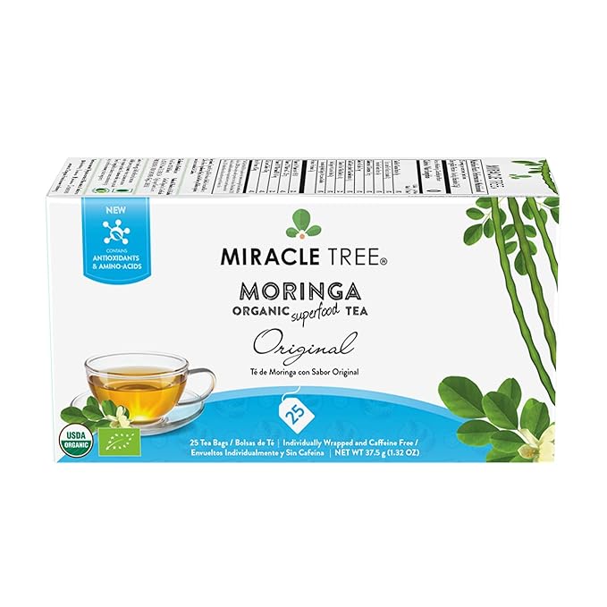 Miracle Tree - 6 Count of Organic Moringa Superfood Tea, 25 Individually Sealed Tea Bags, Original (Keto, Detox, Energy/Immunity Booster, Vegan, Gluten-Free, Organic, Non-GMO, Caffeine-Free)