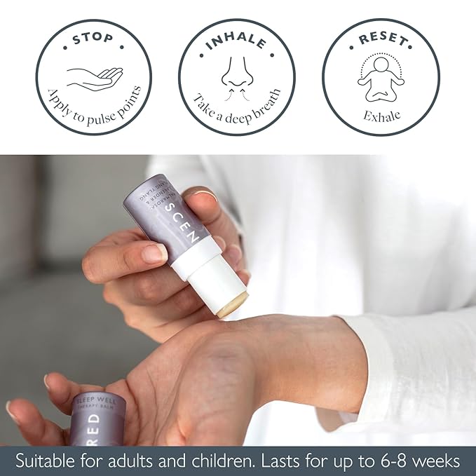 Scentered Aromatherapy Balm Stick - Sleep Well Lavender Essential Oil Roll On to Help Sleep - All Natural Sleep Aid with Palmarosa & Ylang Ylang - Aromatherapy Gifts for Women
