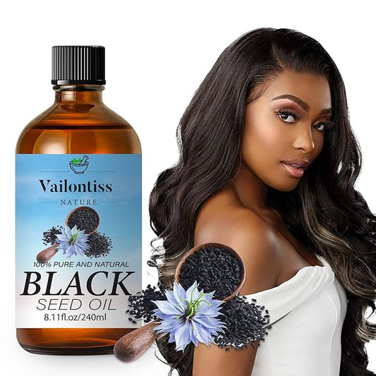 Black Seed Oil - Hair Growth Oil, Carrier Oil for Relaxing Massage and Body Oil, Black Seed Oil for All Hair Types and Skin(Black Seed Oil, 8 Fl Oz)