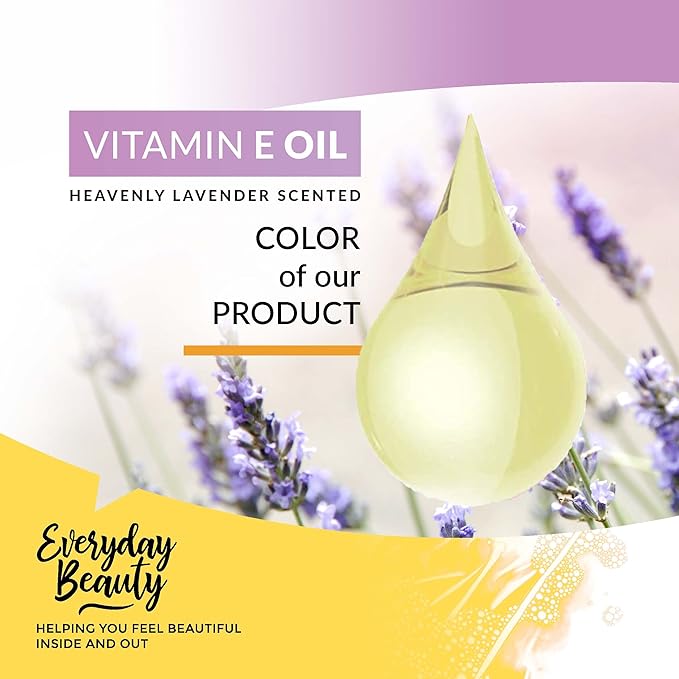 Organic Vitamin E Oil - Bulk 32 oz Heavenly Lavender Scented USDA Certified 100% All Natural Plant Based - Great for Scars After Surgery - For Face, Skin and Nails - Reduce Wrinkles, Anti Aging