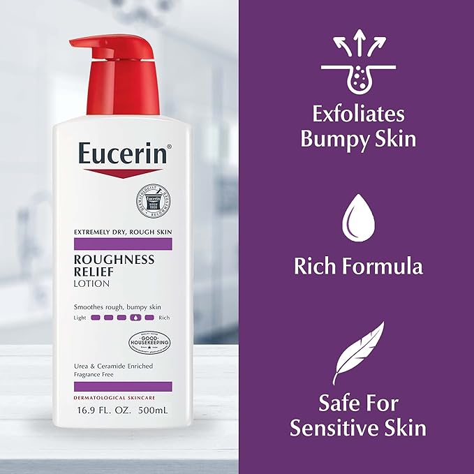 Eucerin Roughness Relief Body Lotion for Extremely Dry, Rough Skin, Urea Enriched Body Moisturizer, 16.9 Fl Oz Bottle