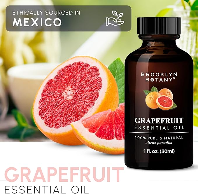 Brooklyn Botany Grapefruit Essential Oil – 100% Pure and Natural – Premium Grade Oil with Dropper - for Aromatherapy and Diffuser - 1 Fl Oz