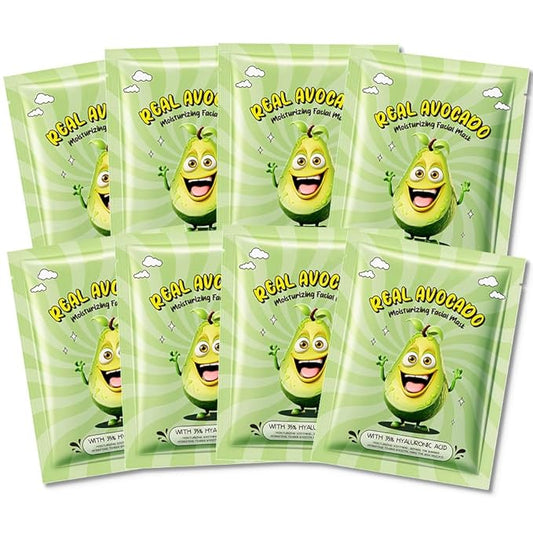 8 Pack Avocado Fruit Face Masks for Kids,Hydrating Spa Face Mask For Sensitive Skin,Moisturize,Soothing,Nourish for All Skin Types,Natural Spa Face Mask for Women Men Girls