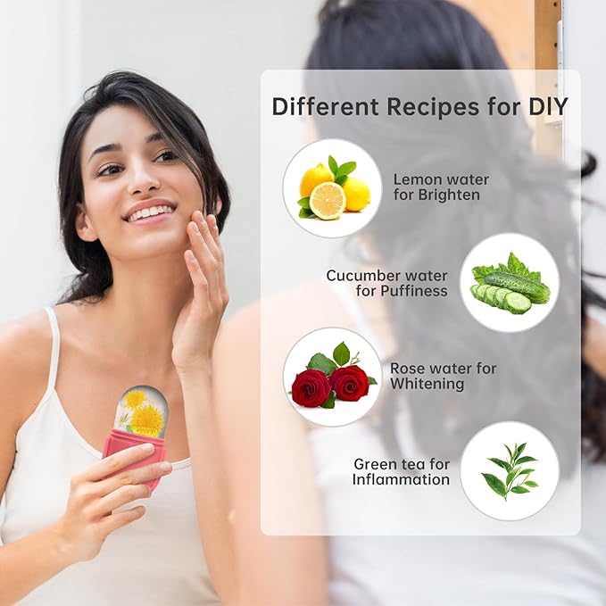 Ice Roller for Face and Eye, Ice Face Roller, Ice Roller Skin Care Tools Gifts for women,Silicone Ice Mold for Beauty(Pink)