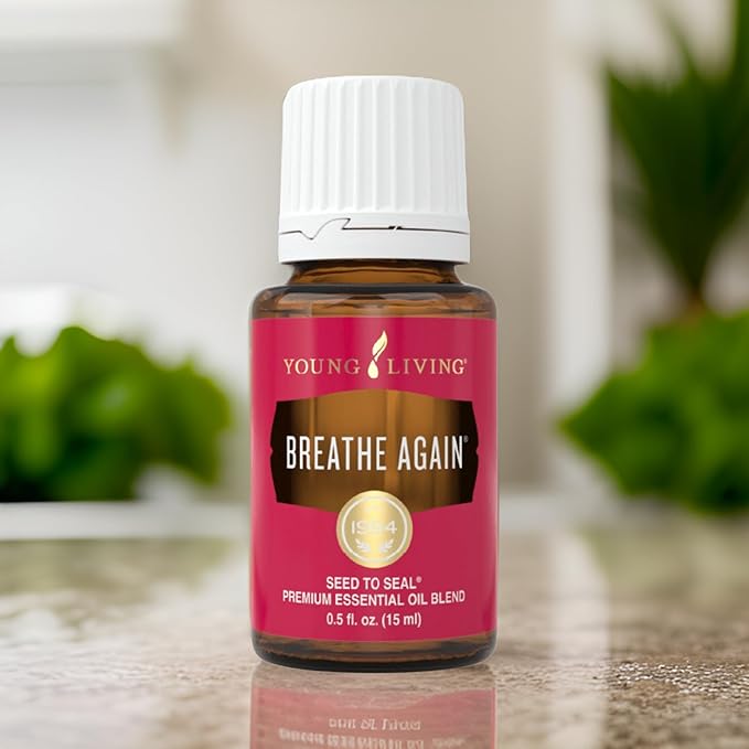 Breathe Again 15mL by Young Living Premium Essential Oil Blend - Cooling Sensation - Refreshing and Rejuvenating Aroma - Soothing and Comforting Aroma