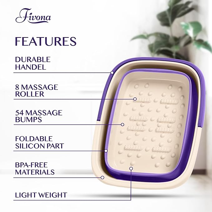 Fivona Foot Care Kit 2 in 1 - Foot Soak Blend with Epsom Salt, Lavender and Essential Oils - Expandable Foot Soak Basin - Pedicure Spa Soak for Tired Feet, Cracked Heels, Stubborn Foot Calluses