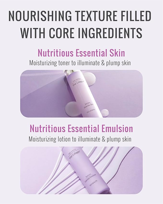 ISA KNOX Age Focus Vital Collagen Skincare Set (14.54 fl oz) - Korean Skincare for Firming, Hydrating, and Nourishing. with Low-Molecular Collagen and Essential Vitamins.