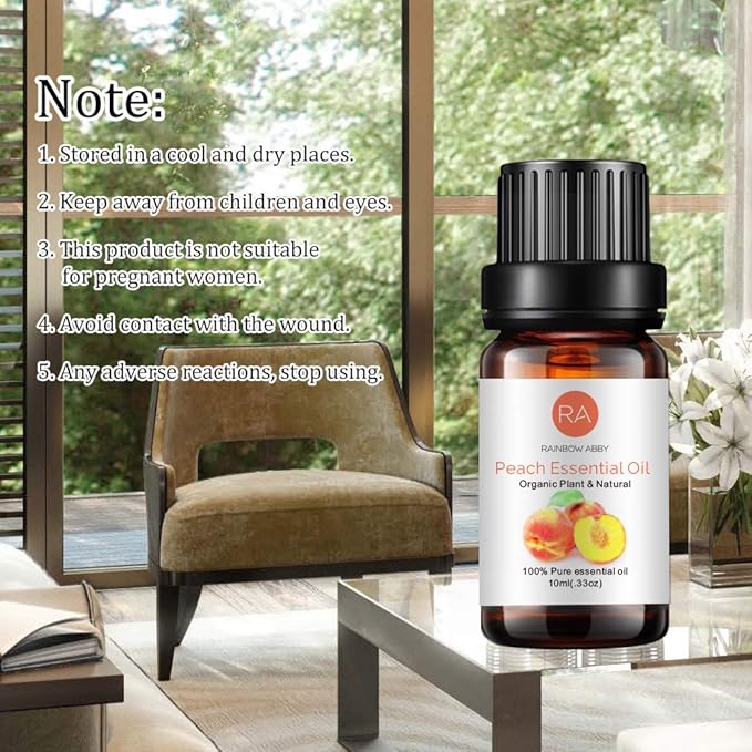 Peach Essential Oil 100% Pure Oganic Plant Natrual Flower Essential Oil for Diffuser Message Skin Care - 10ML