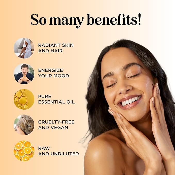 Pure Sweet Orange Essential Oil - Cold Pressed Orange Oil Essential for Diffuser Humidifier and Skin Use - Aromatherapy Diffuser Oil and Cleansing Citrus Essential Oil for Hair Skin and Nails