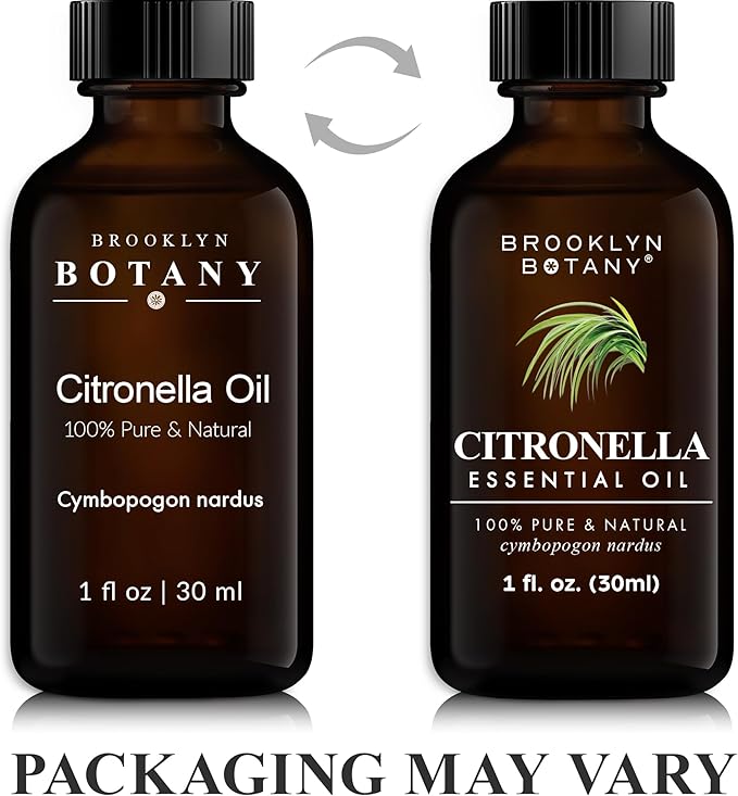 Brooklyn Botany Citronella Essential Oil – 100% Pure and Natural – Premium Grade Oil with Dropper - for Aromatherapy and Diffuser - 1 Fl Oz