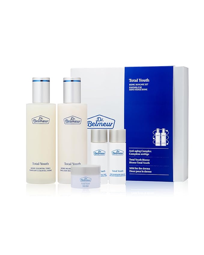 Total Youth Biome (Skincare Set, 12.2fl oz) - Premium Total Age-Defying Toner + Emulsion Set for Wrinkles, Elasticity, Hydration & Skin Tone. Korean Skin Care by LG Beauty. Collagen,