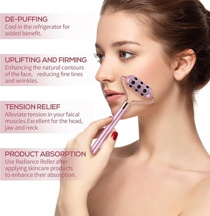 Germanium Roller Uplifting Face Massager Beauty Roller for Skin Tightening & De-Puffing, Face, Eye, Chin, Neck Massager, Anti-Aging Wrinkles Reduces
