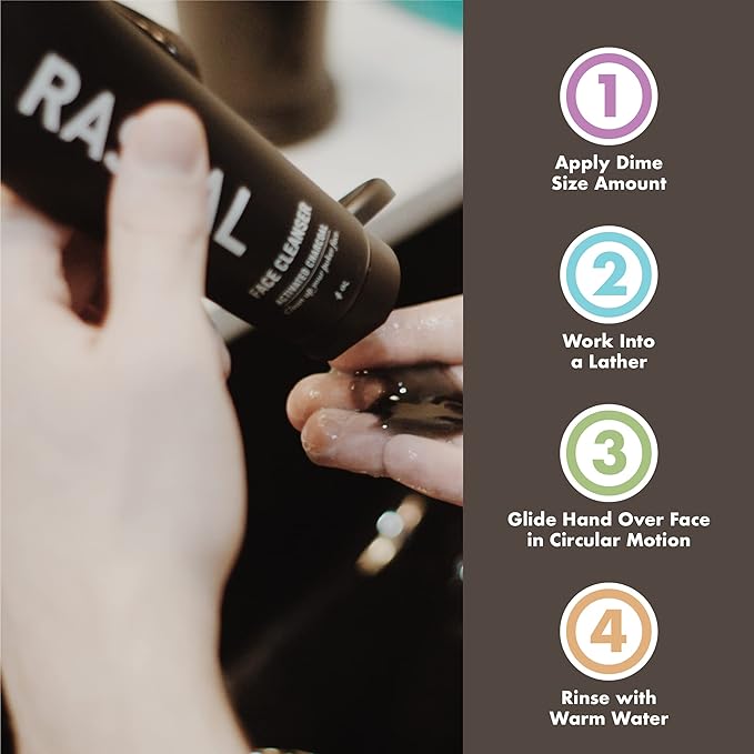 Rascal Men's Face Cleanser - Face Wash for Men, Deep Cleansing Men's Face Wash with Activated Charcoal and Orange Peel Oil to Cleanse Pores, Tone Skin, and Provide a Refreshing Natural Scent - 4 Oz