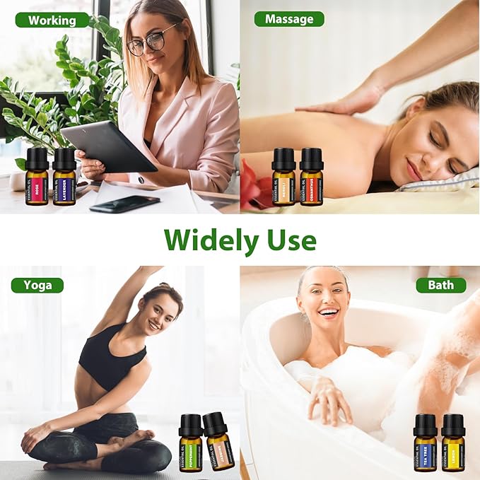 Pure Essential Oils Set - 36 Scents for Aromatherapy, Diffuser, Massage & DIY (5mL Each)