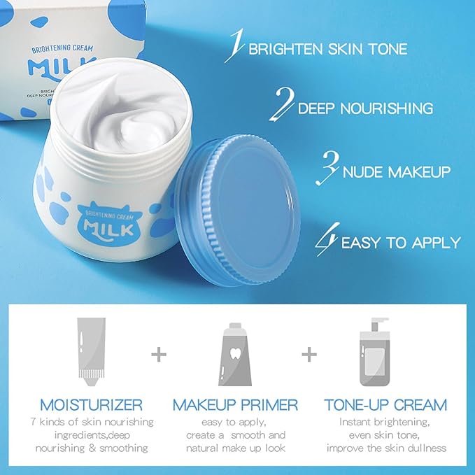 Milk Face Routine Set, 5Pcs Moisturizing Facial Skin Care Sets, Long-lasting Hydrating, Enhance Skin Elasticity, Face Care Kit Include Cream, Cleanser, Eye Cream, Moisturizer, Sunscreen