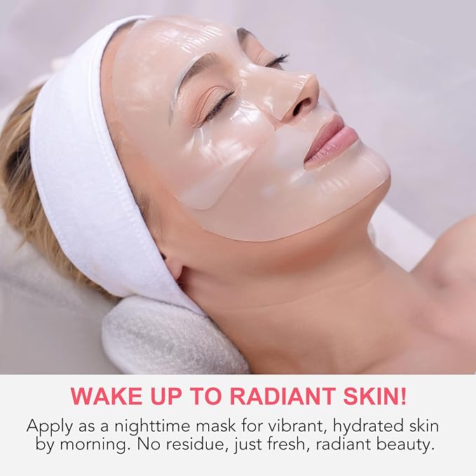 Deep Collagen Overnight Mask - Hydrating Overnight Hydrogel Mask, Anti-Wrinkle Lifting Facial Sheet Masks with low Molecular Weight Collagen for Elasticity Firming And Moisturizing (4 Sheets)