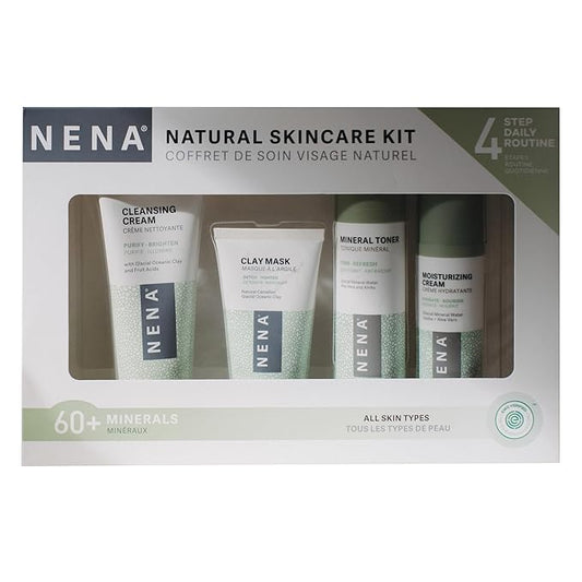 NENA Natural Skincare Kit | 4-Piece Daily Skin Essentials for Women & Men - for Dry, Oily, Normal and Sensitive Skin | EWG Verified, Cruelty Free & Vegan-Friendly