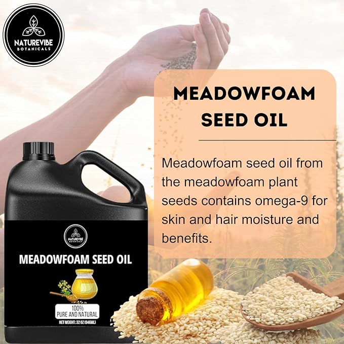 Naturevibe Botanicals Meadowfoam Oil 32 Ounces | 100% Pure and Natural | Great for Skin Care and Hair Care