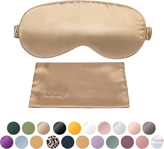 Blissy Silk Sleep Mask - Eye Sleeping Mask for Women & Men for Total Blackout - 100% Pure Mulberry Silk, 22 Momme 6a Fibers - Blindfold Sleep Mask Side Sleeper Eye Cover (Taupe)