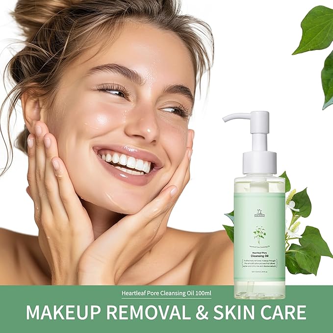 Cleansing Oil Cleanser for Face, Makeup Remover Oils for Melting Blackhead Eye Face, Gently Korean Facial Cleanser for Sensitive Skin, Deep Cleansing Makeup Oils for Women Korean Skin Care (HEARTLEAF)