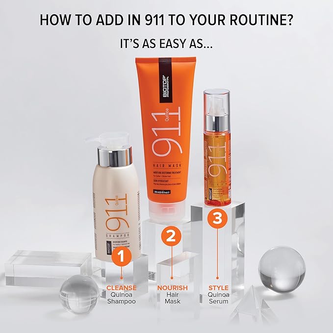 Biotop Professional 911 Quinoa Hair Mask - Repairing Hair Mask Treatment For Dry or Extremely Damaged Strands - Color Safe & Cruelty Free Hair Care - (8.45 oz/250ml)