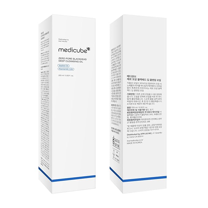 medicube Zero Pore Blackhead Deep Cleansing Oil | Makeup Remover for all skin types, Daily Moisture Facial Cleanser, Low-Irritation | Korean Skin Care (205ml / 6.93 fl.oz)