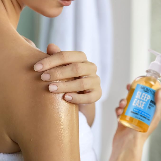 Sleep Ease Dream Body Oil, Bergamot/Valarian/Hops, Best Body Massage Oil for Men & Women, 8.0 FL Oz Bottle…