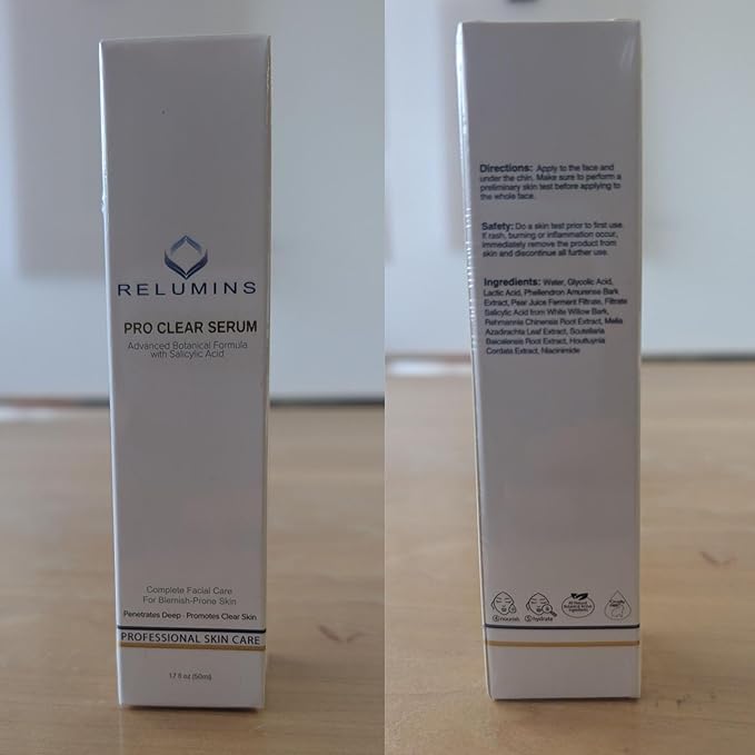 Relumins Pro Clear Skincare Set, Advanced Botanical Formula with Salicylic Acid, 4-in-1 Complete Clear Skin System to Control Pimple and Breakouts with 5-Piece Zit & Blackhead Removal Tool